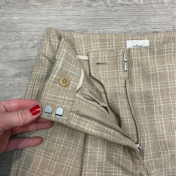 Wilfred High Waist Dress pants Plaid Beige Ankle Crop  Pant Wool Cashmere - Picture 9 of 10